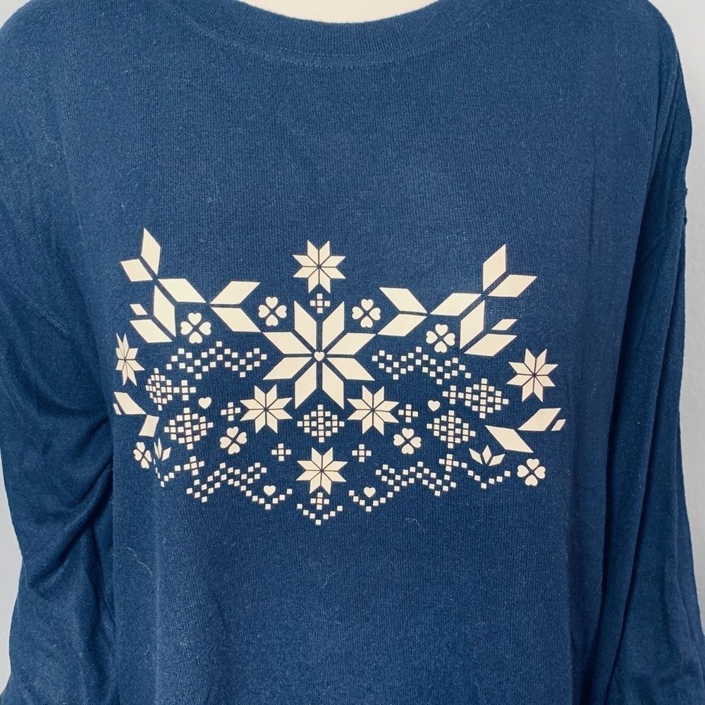 NWT BP from Nordstrom Cozy Lounge Top M navy Snowflake - Picture 3 of 15